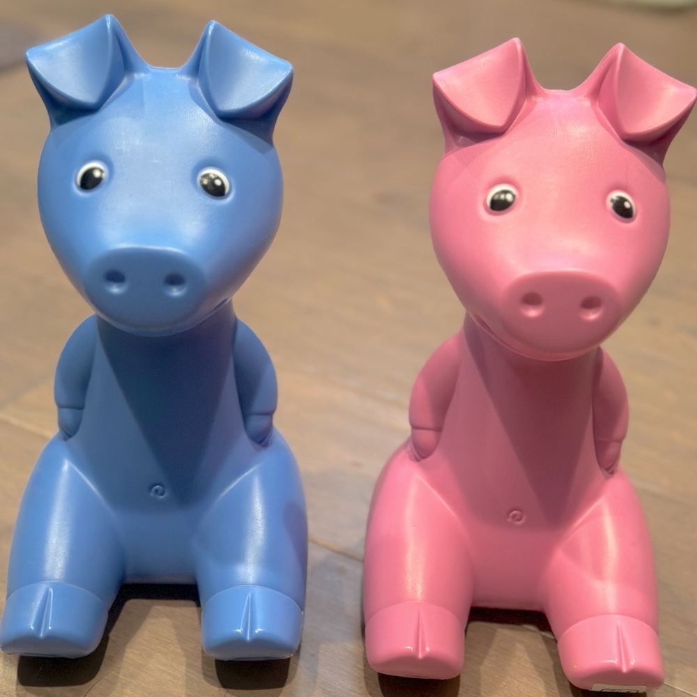Vintage IKEA Monika Mulder GULLGRIS Piggy Bank Pig in Pink🩷 and Blue🩵